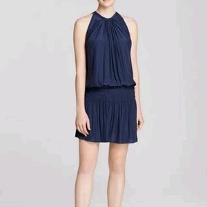 NWT Ramy Brook Blue Halter Pleated High Low Lesley Audrey XXS